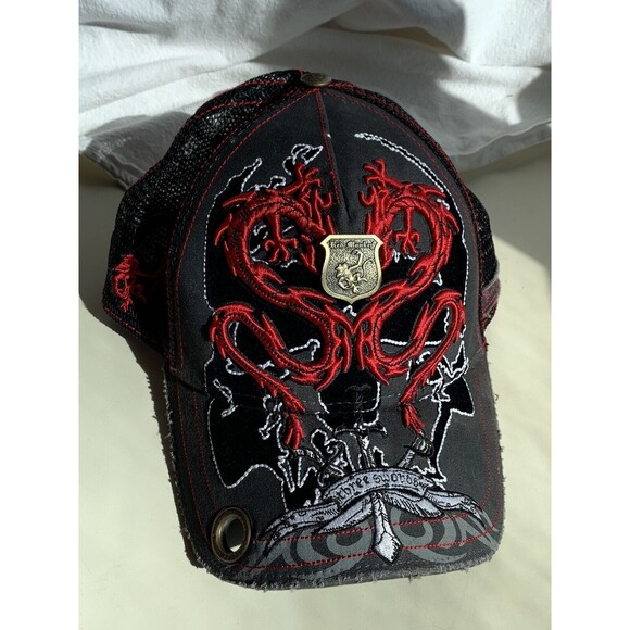 HTF Red Monkey Los Angeles Hat Mesh Snapback Red On Grey w/ Brass Red Monkey Pin - Picture 1 of 16